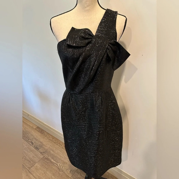 Kate Spade Black  Shimmer One Shoulder Formal Dress 8 - Picture 2 of 11
